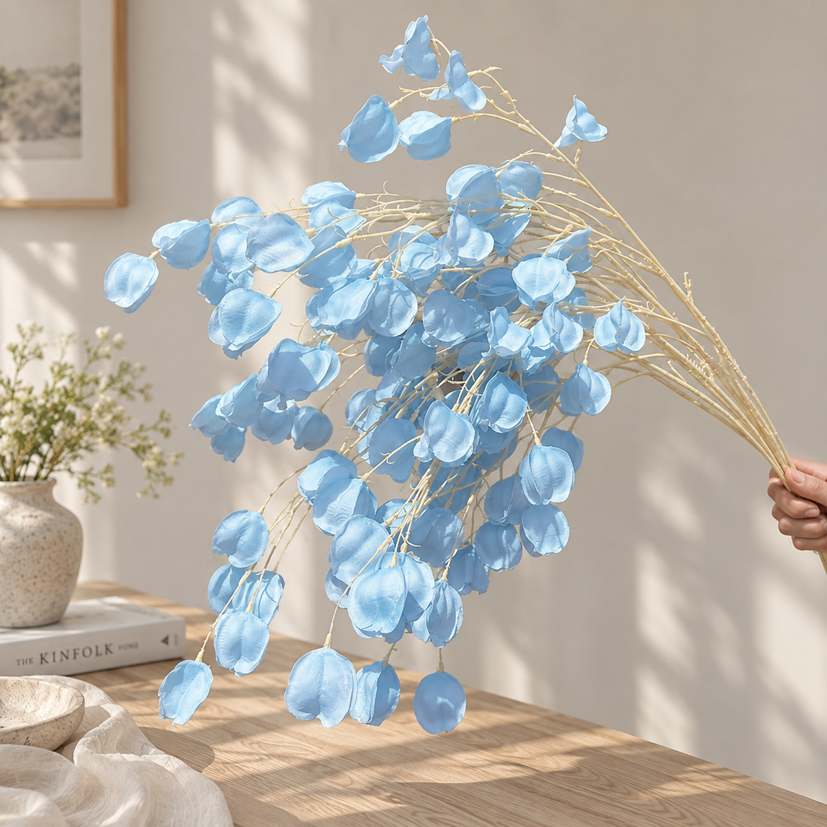 Soft textured lantern silk flower spray