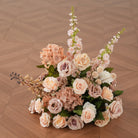 soft apricot hanging blooming florals for wedding arch corner