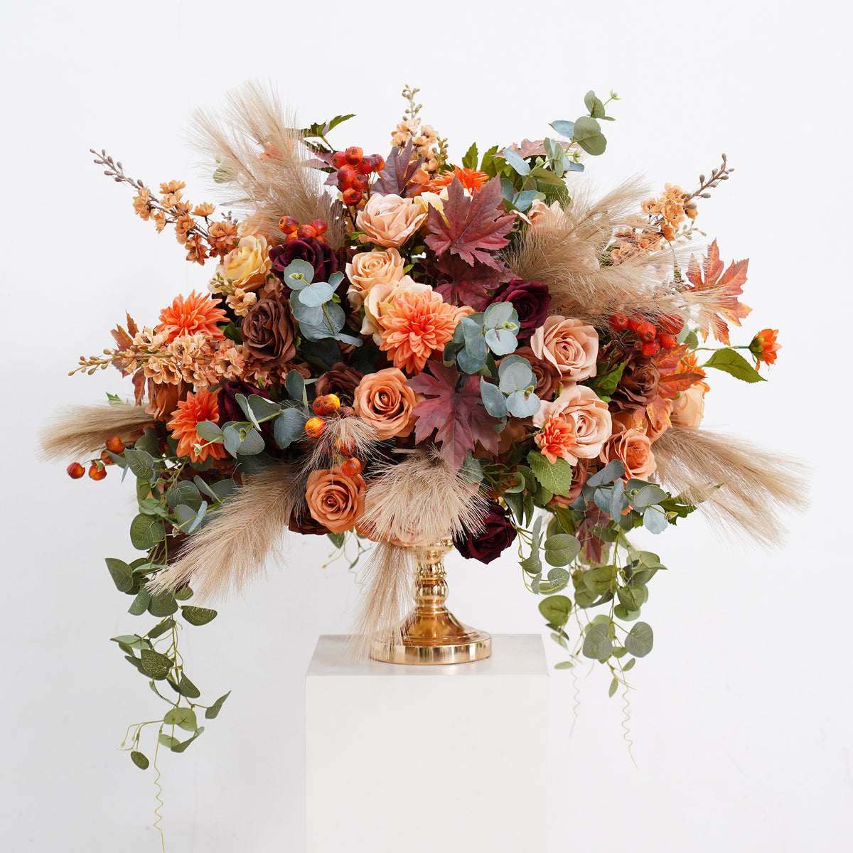 Pampas grass fall wedding arch flowers