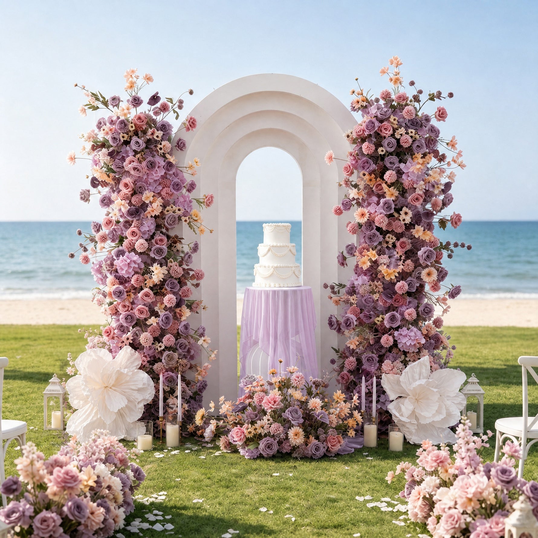 Wedding KT Board Purple Floral Arrangement