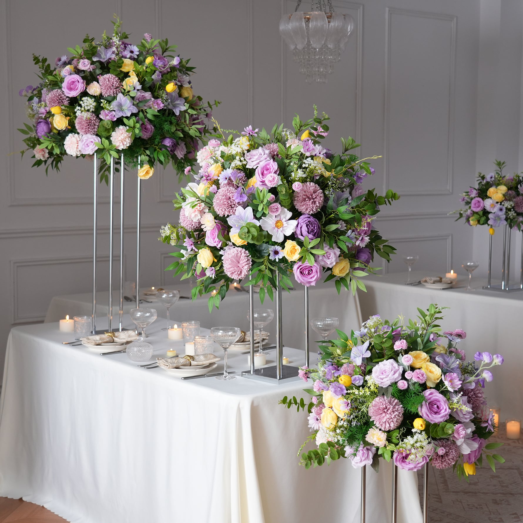 romantic wedding reception floral decor
