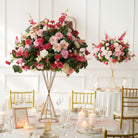 Fuchsia blush ivory faux flower bouquet for tall vase, elegant wedding ceremony table centerpiece decor