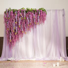 wisteria flower panel with pink, lavender and yellow accent blooms