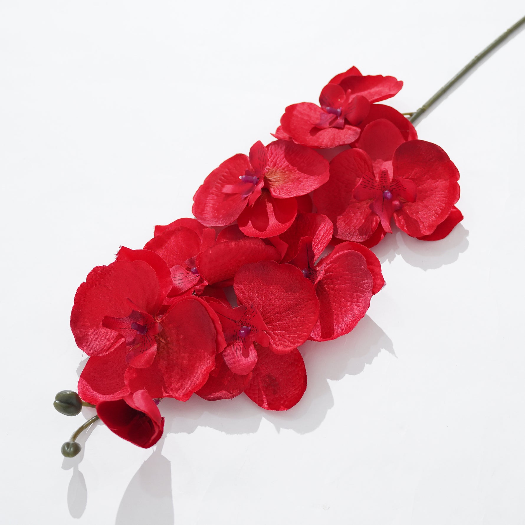 Orange Red Fake Butterfly Orchid Silk Stem
