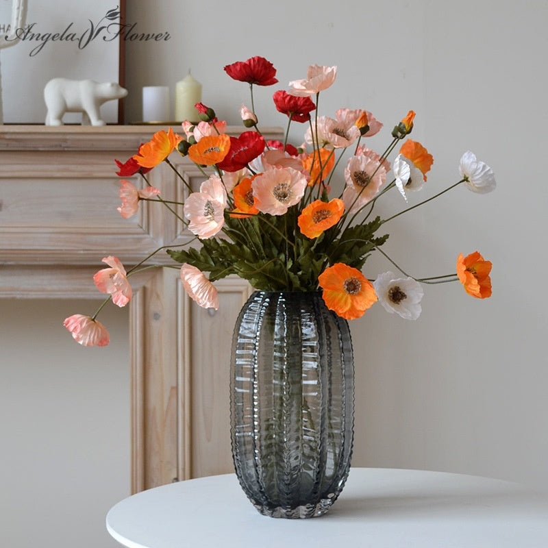orange_faux_poppy_stem_vase
