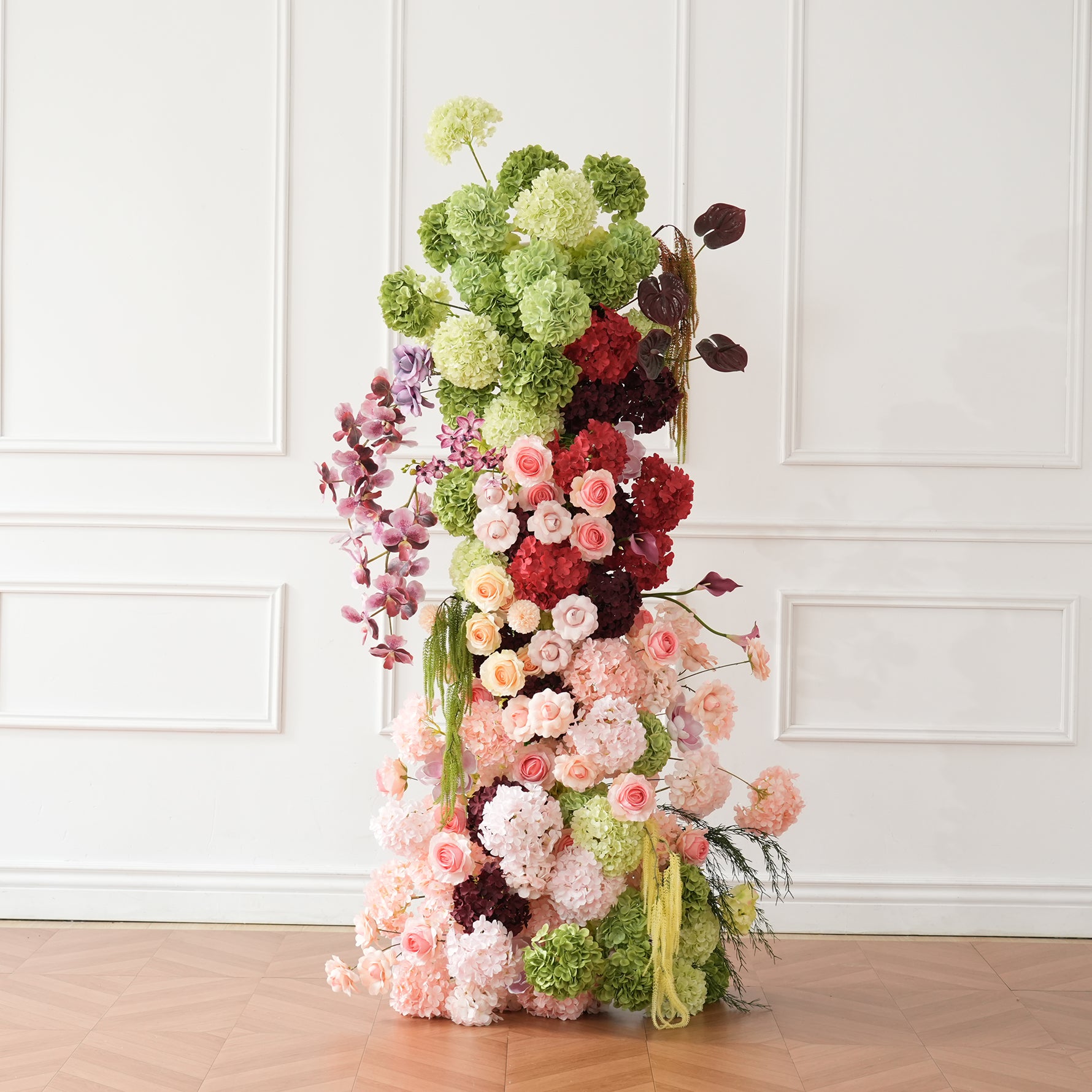 エンジェル　花台 A9174 Colorful Hydrangea Palm Flower Arrangement KT Board Wedding