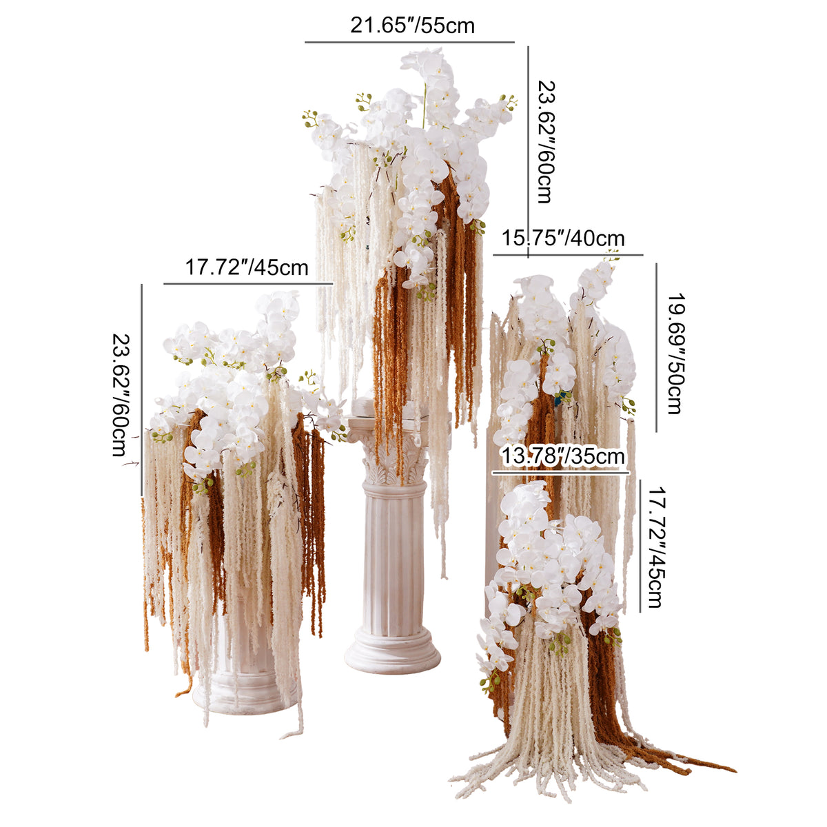 Neutral earth tone wedding floral for ceremony backdrop with silk flowers