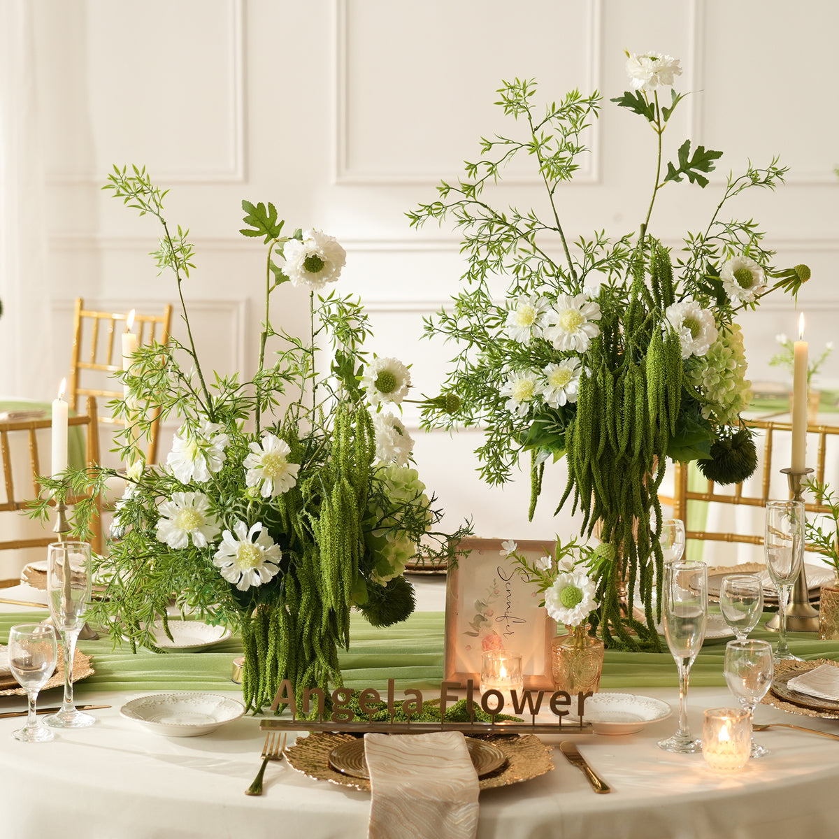 Green amaranthus wedding table centerpiece artificial flower arrangement