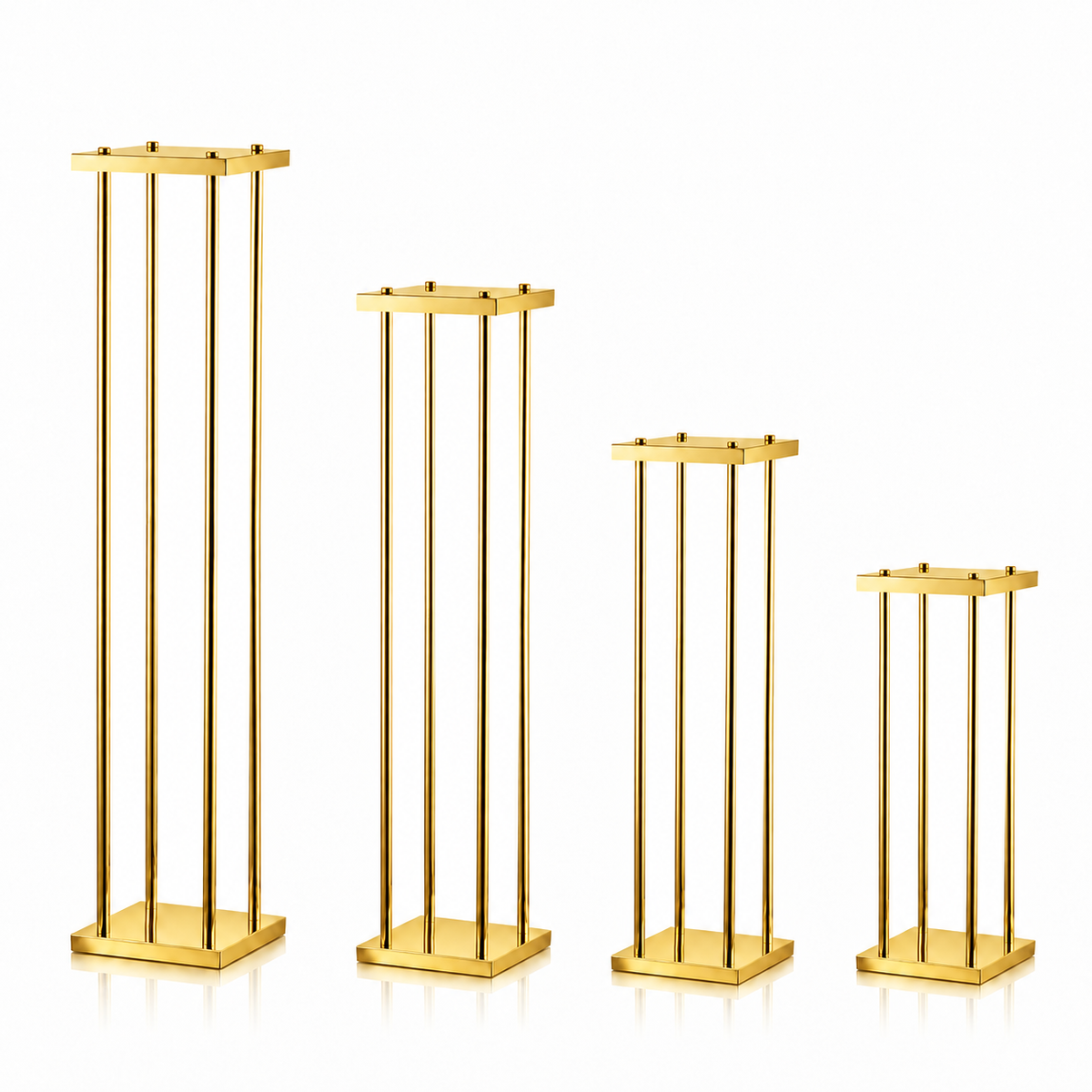 Solid square flat base chrome metal pillar display pedestal
