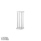 Full white rose flower ball decoration on shiny silver pillar display stand