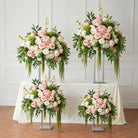 Contemporary four-rod metal pillar flower stand for modern wedding styling