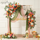 Coral peach floral swag for wedding ceremony arch decor