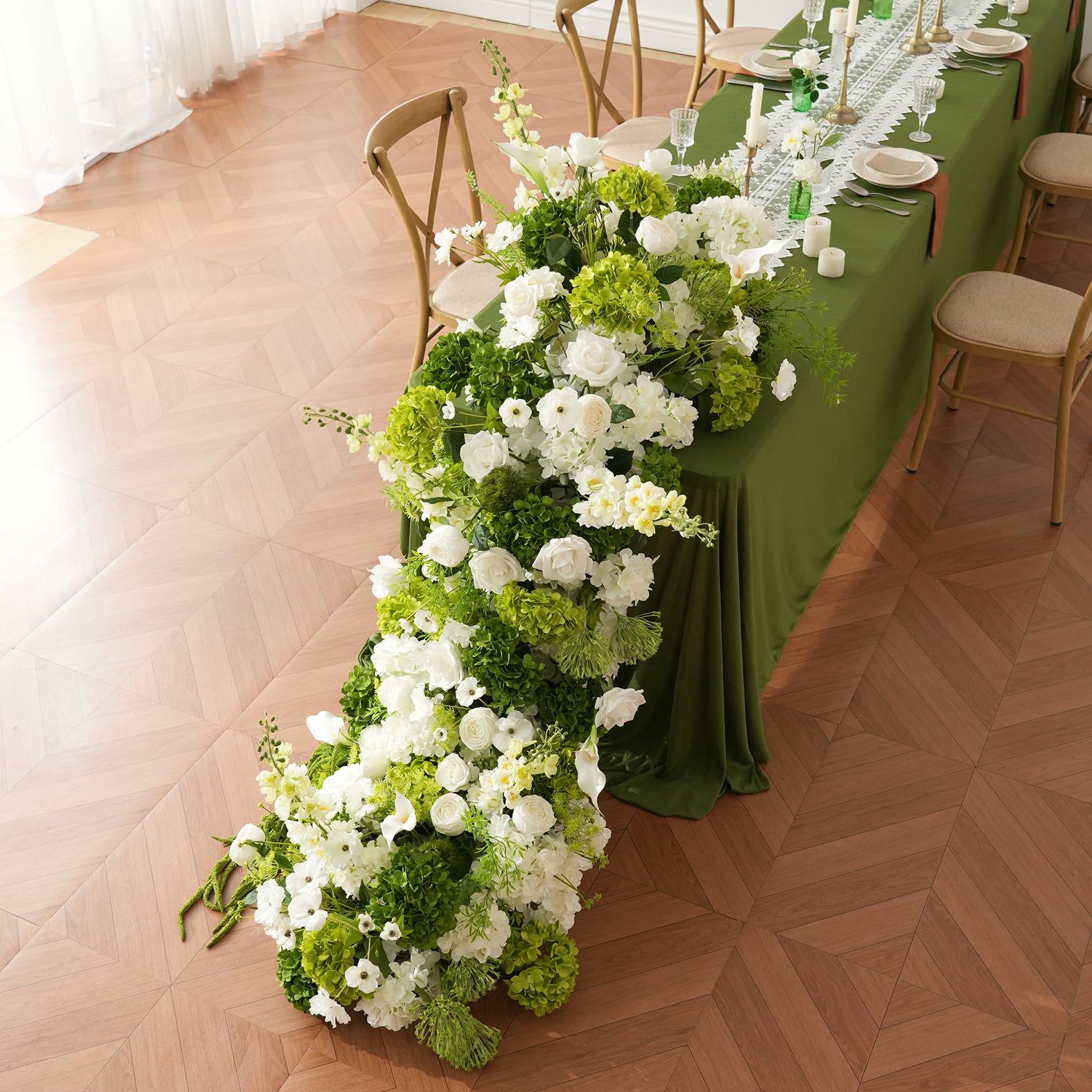 Green Vine Hydrangea Table Centerpiece Floor Aisle Flower Wedding