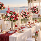 Luxury silk rose artificial flower centerpiece, blush pink red ivory blooms for wedding event table decoration