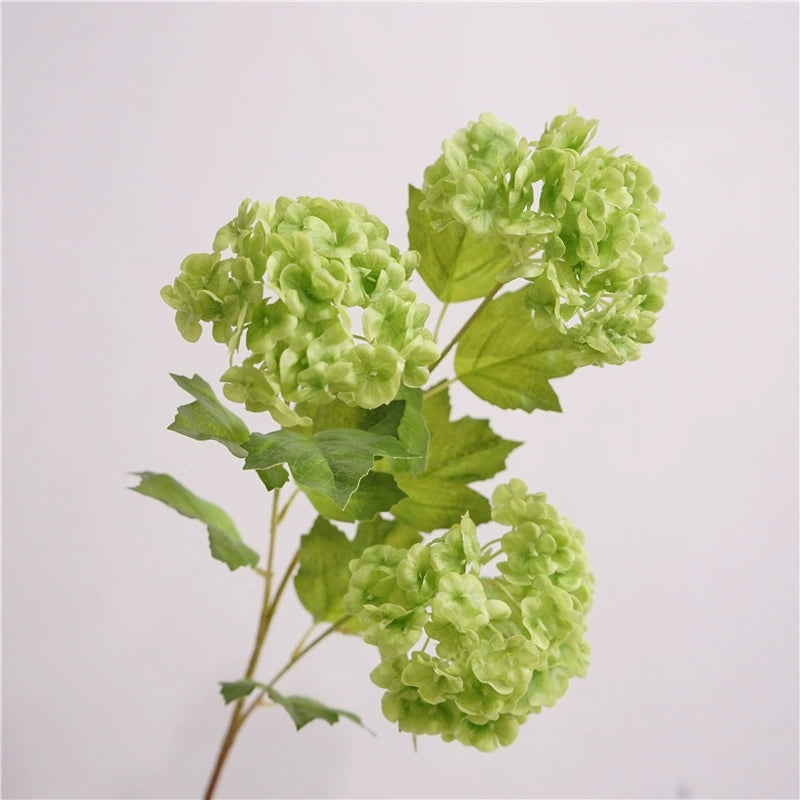 Large bloom fake hydrangea with natural green foliage