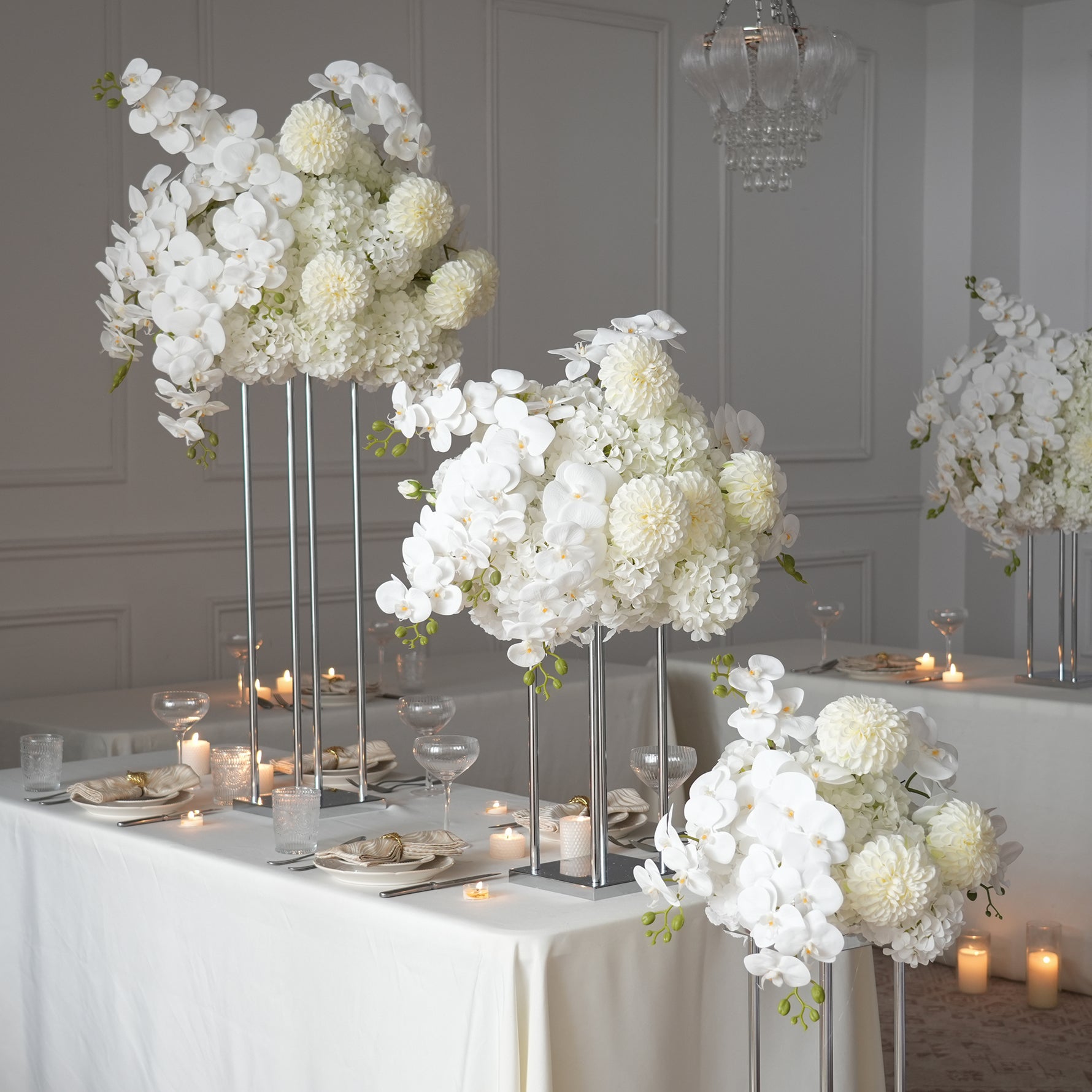 Luxury Faux Floral Table Centerpiece With Orchids And Dahlias