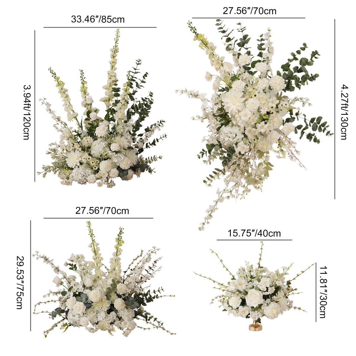 Foliage and white faux flower set for outdoor wedding