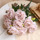 1. Cream white faux rose bouquet table centerpiece
