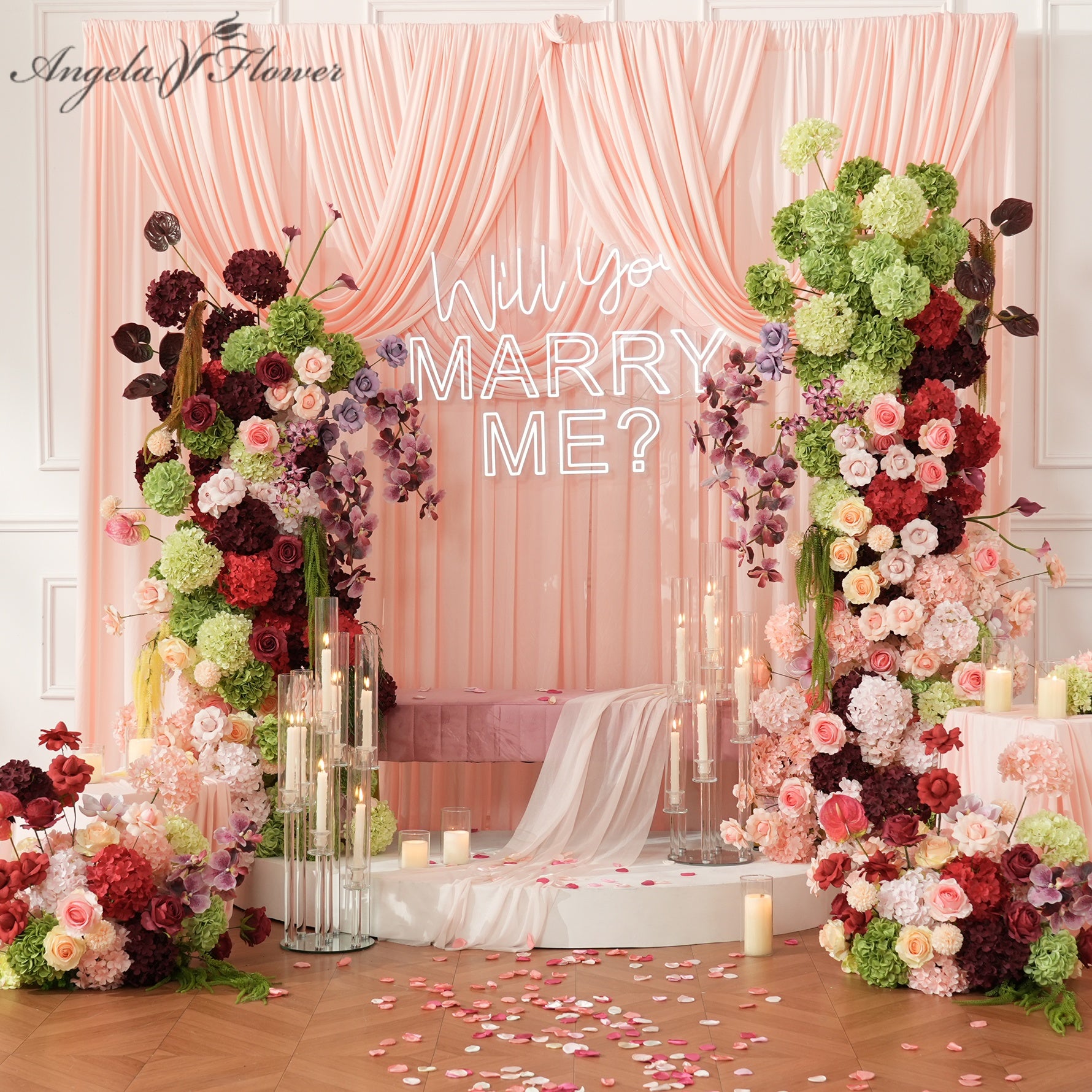 エンジェル　花台 A9174 Colorful Hydrangea Palm Flower Arrangement KT Board Wedding