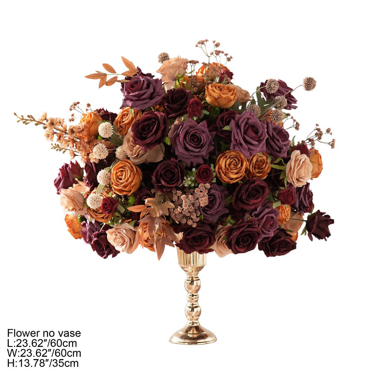 Plum mauve burnt orange artificial flower swags wedding arch side decoration
