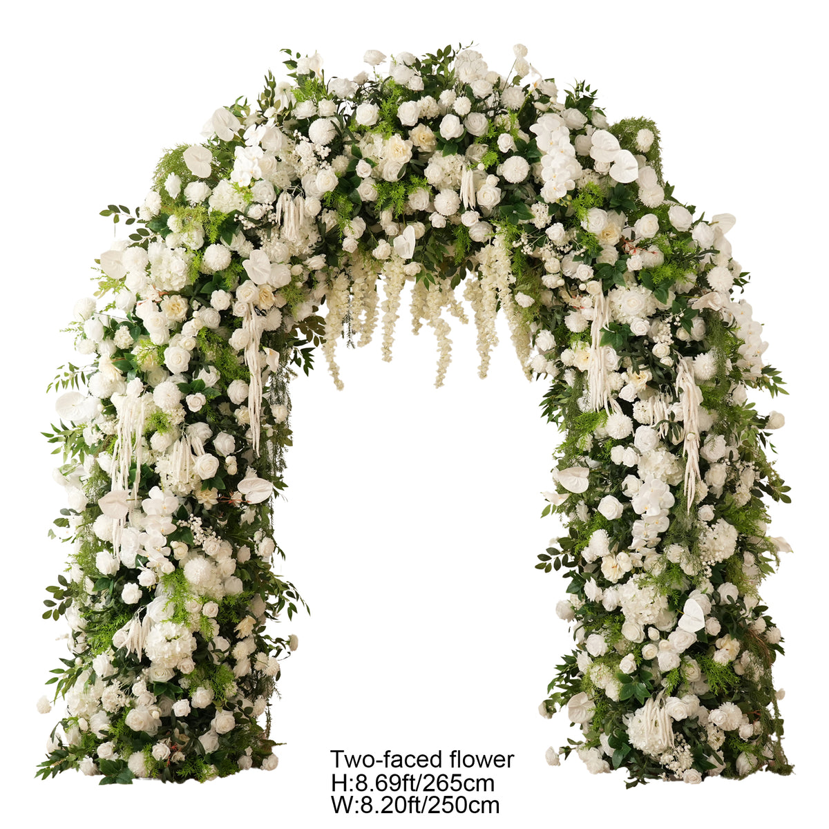 White floral arch as photo backdrop for marriage proposal party
