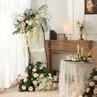 Bundle of hanging swag and floor flower for wedding backdrop build