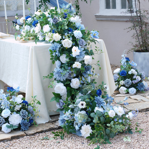A8618 Blue White Series Wedding Backdrop Floral Arrangement