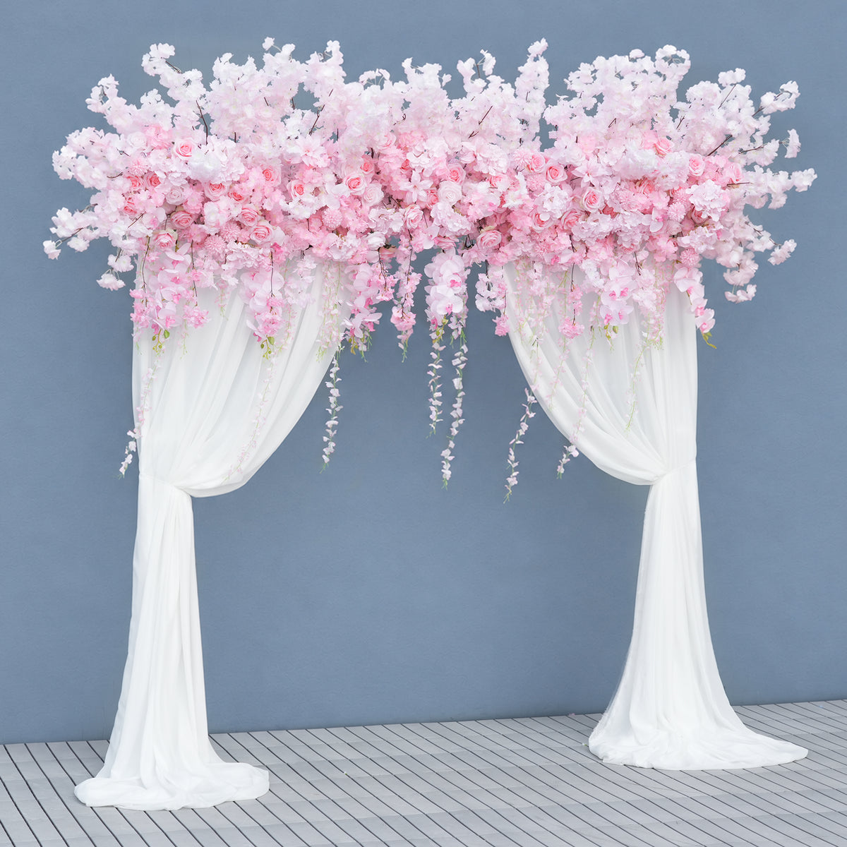 pink cherry blossom hanging floral arrangement