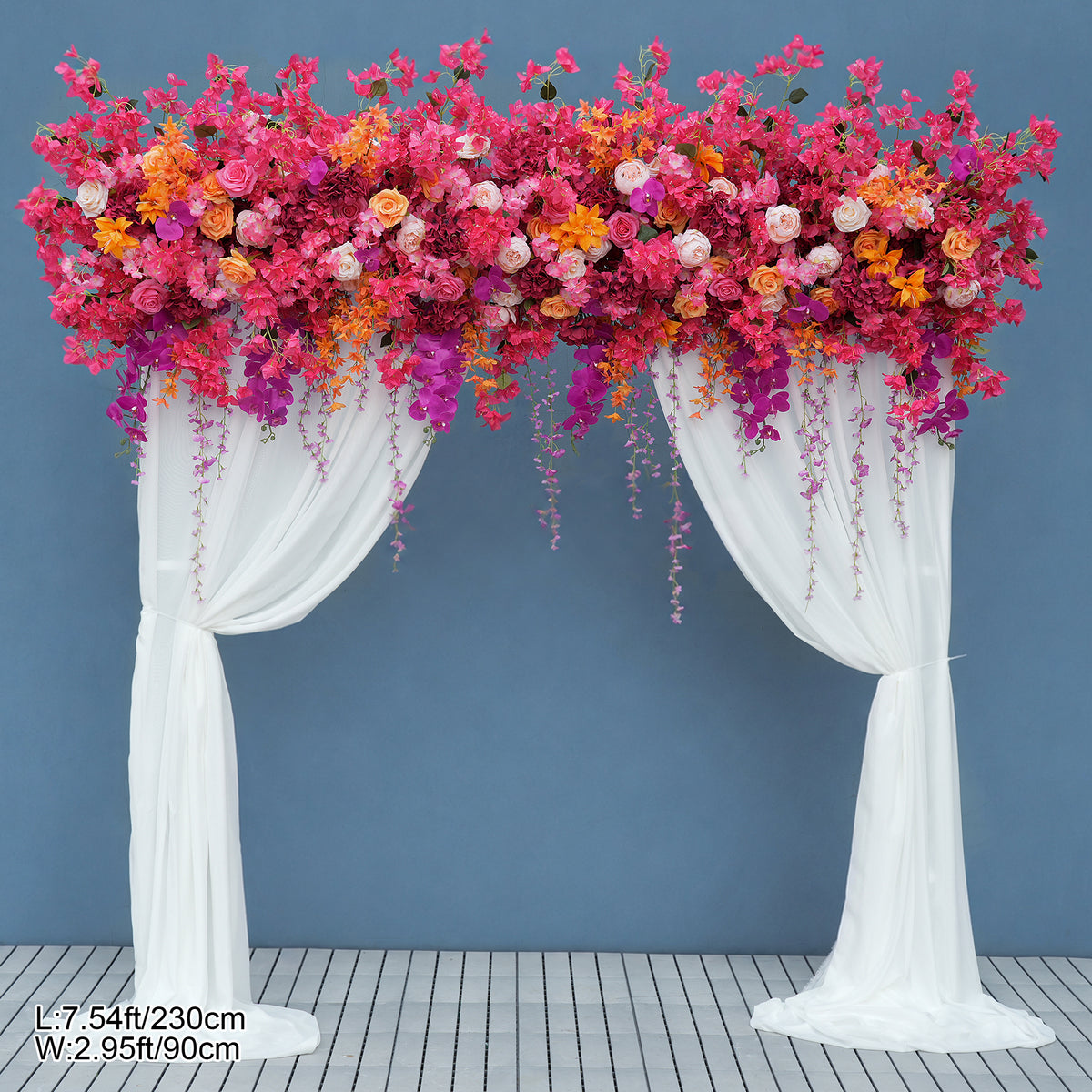 Spring blossom arch styled for garden wedding