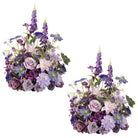 Mauve lily mixed purple silk flower table centerpiece for elegant events