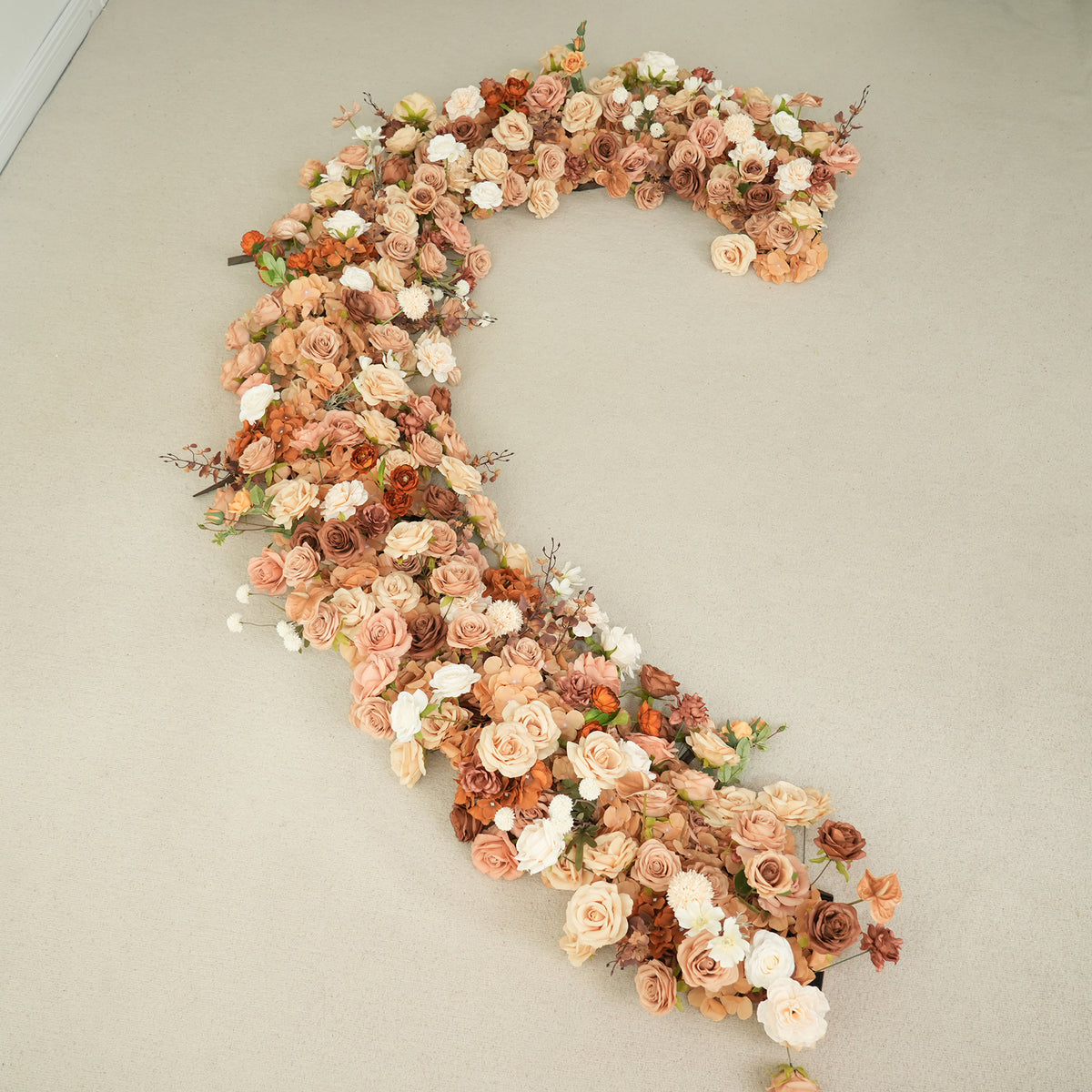 Fall style heart floral arch for wedding ceremony