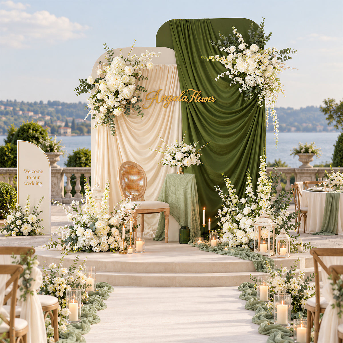 Flower set for wedding photo booth backdrop decoration