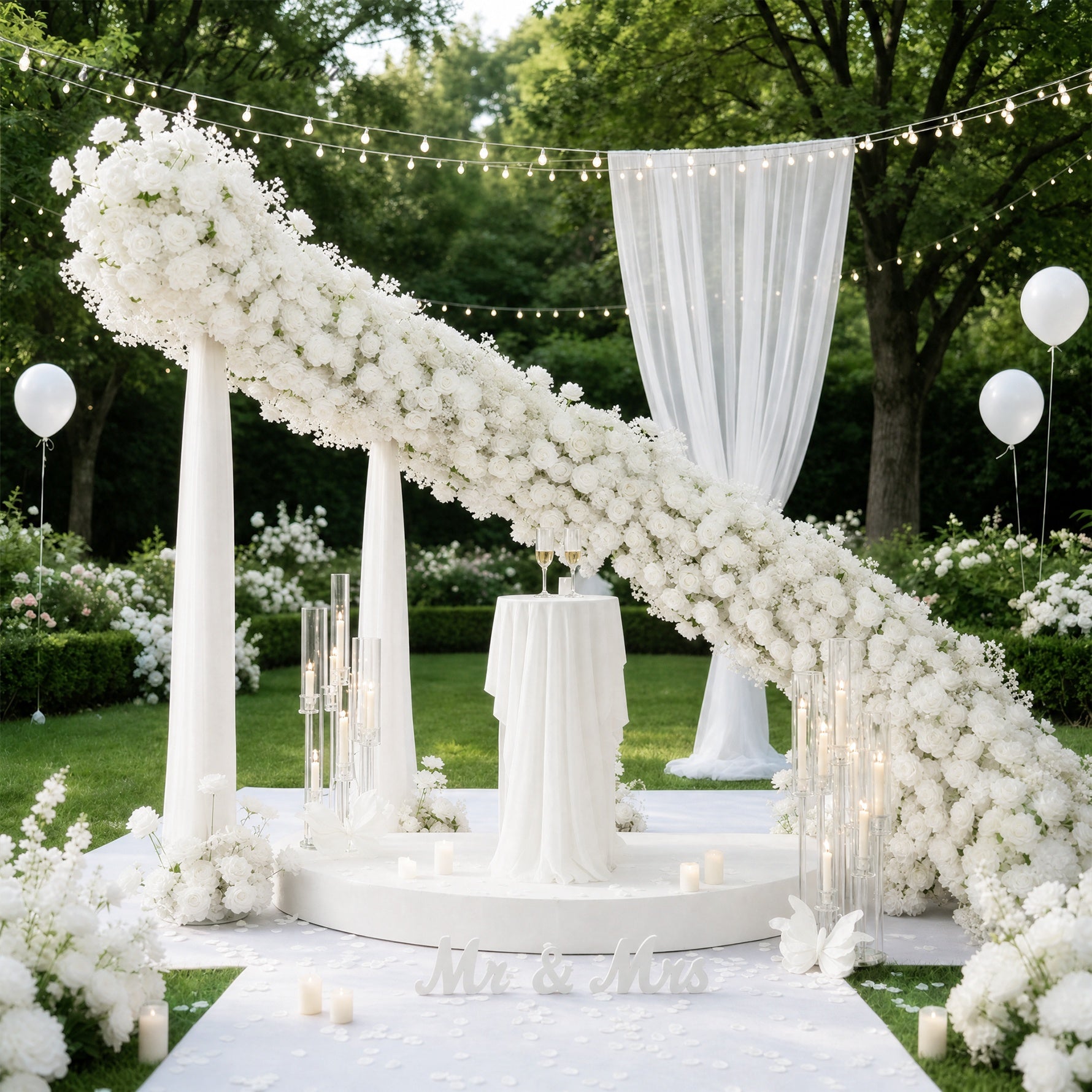 フラワースタンド A9159 Metal S-Shaped Rotating Stand White Wedding Backdrop Flower