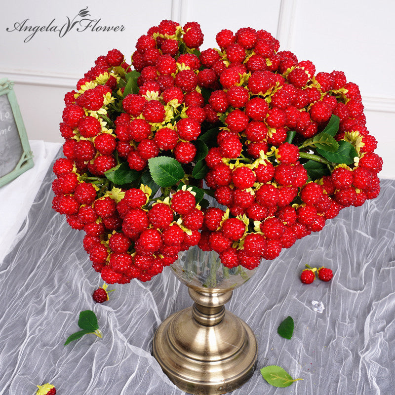 harvest themed faux raspberry sprig for seasonal decor