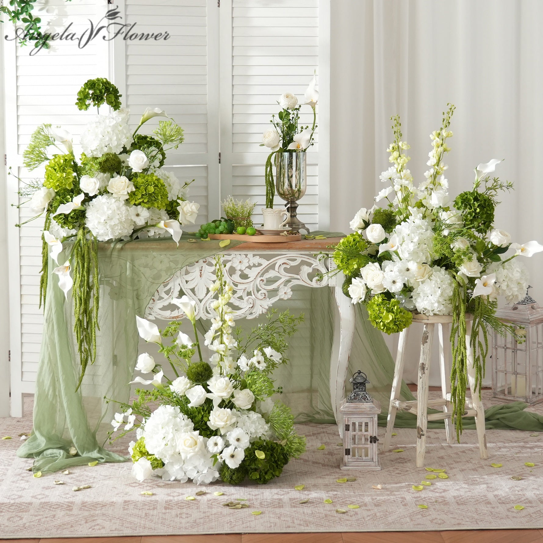 A9112 Green Vine Hydrangea Table Centerpiece Floor Aisle Flower