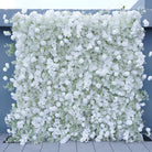 Portable fabric-backed white floral backdrop for bridal showers, and photoshoots