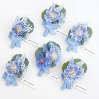 A9006 6pcs/set Blue Artificial Borsages Boutonniere Romantic Wedding Floral Accessories