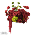 Burgundy green floral swag for white wedding pillar pedestal display