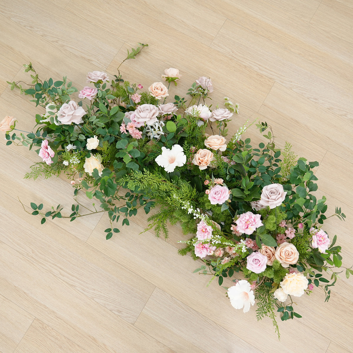 Greenery floor flower decor for wedding aisle