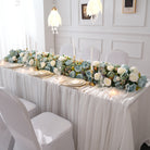 muted blue ivory artificial flower arrangement for wedding banquet
