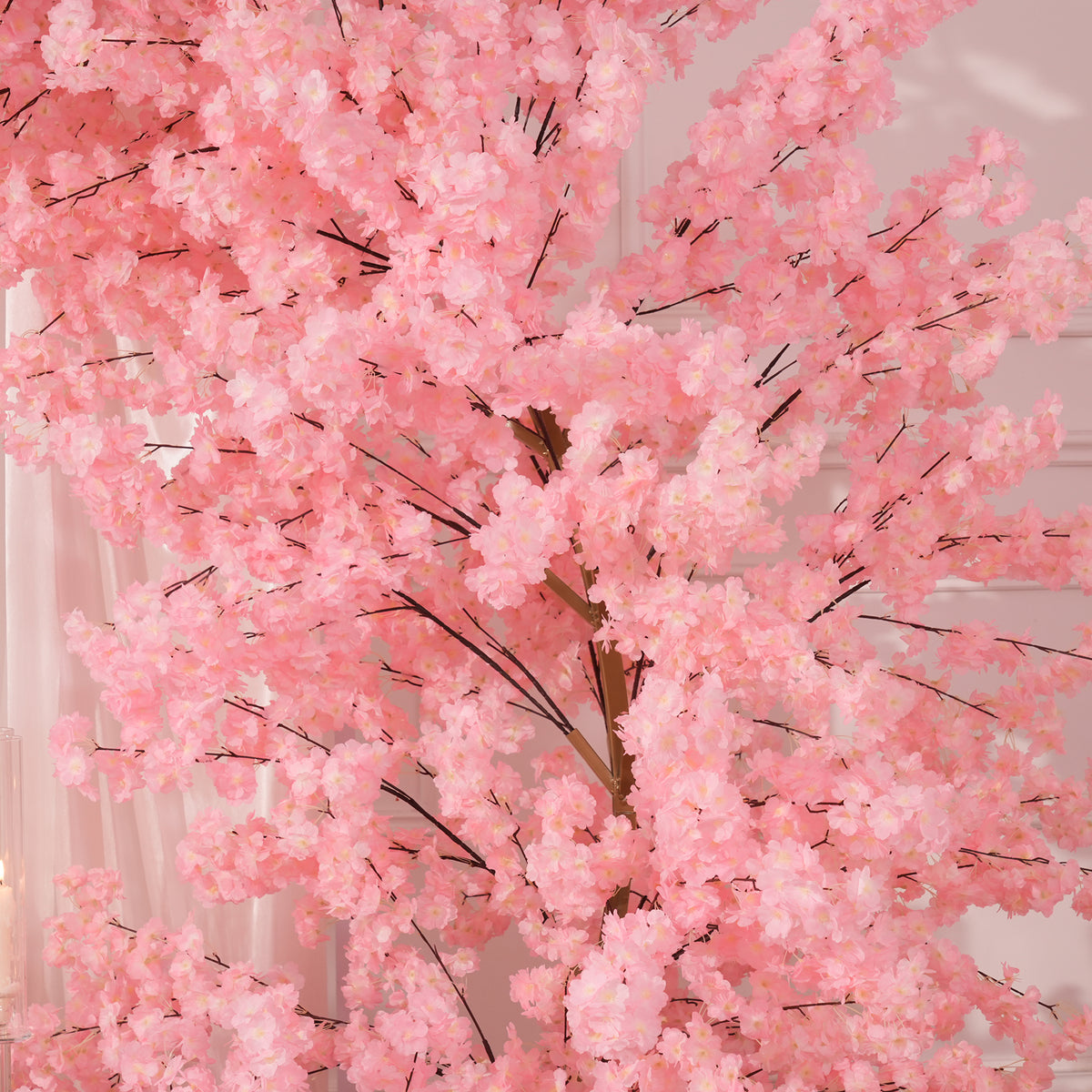 soft pink cherry blossom arch backdrop for beach ceremony