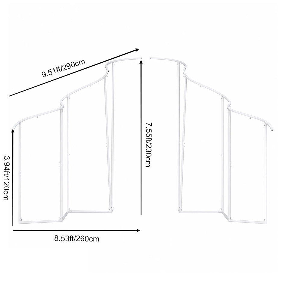 Modern wavy top backdrop frame for wedding reception