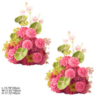 Dinner table faux dahlia and rose floral centerpiece