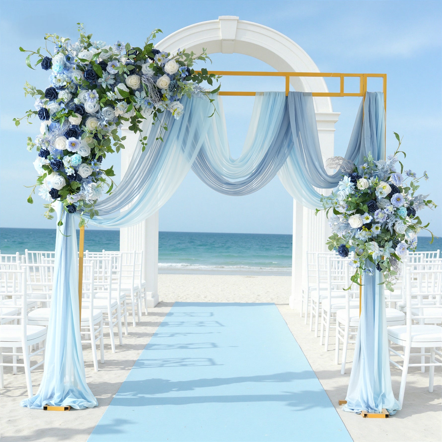 A9076 Artificial Blue Rose Greenery Hanging Flower Arrangement