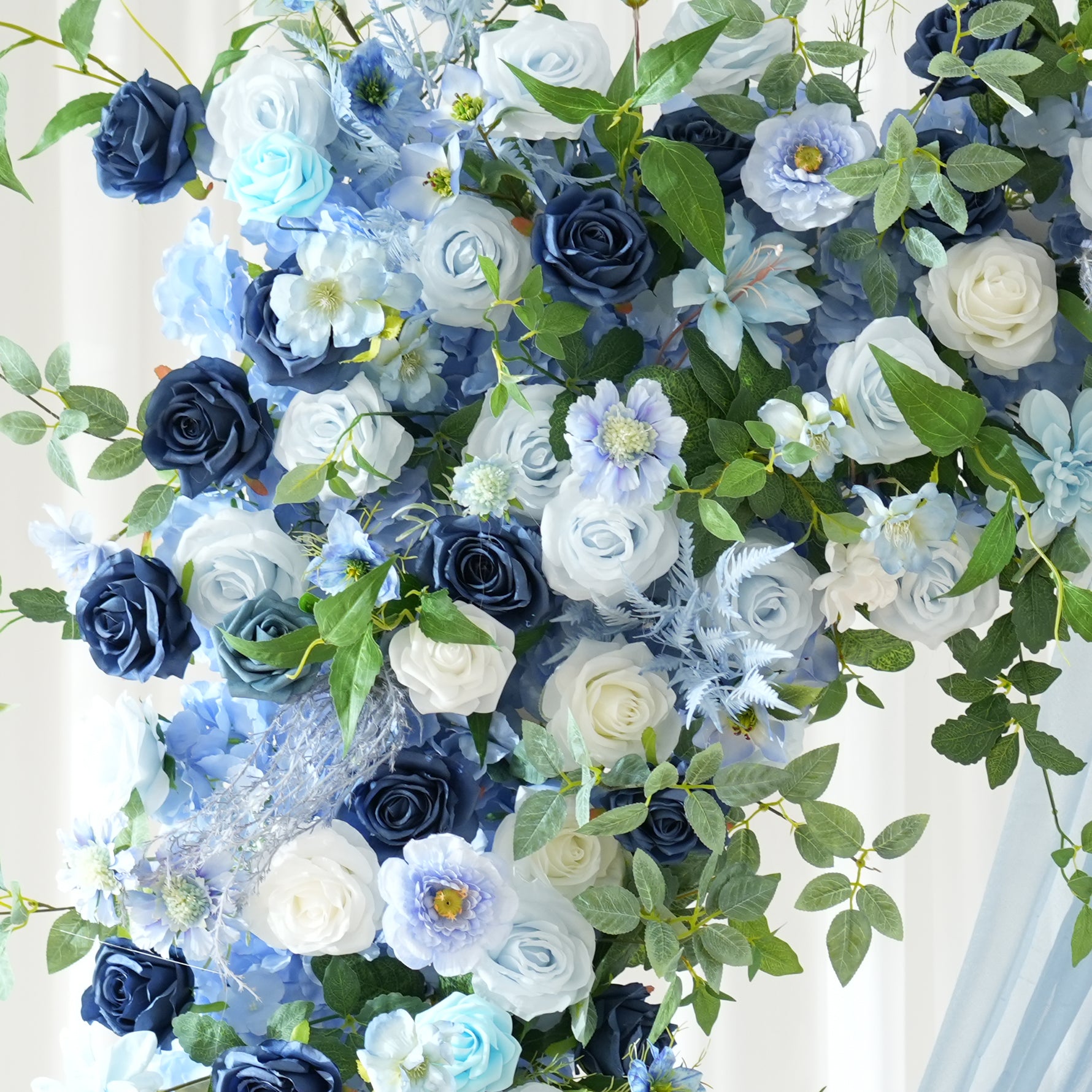 A9076 Artificial Blue Rose Greenery Hanging Flower Arrangement