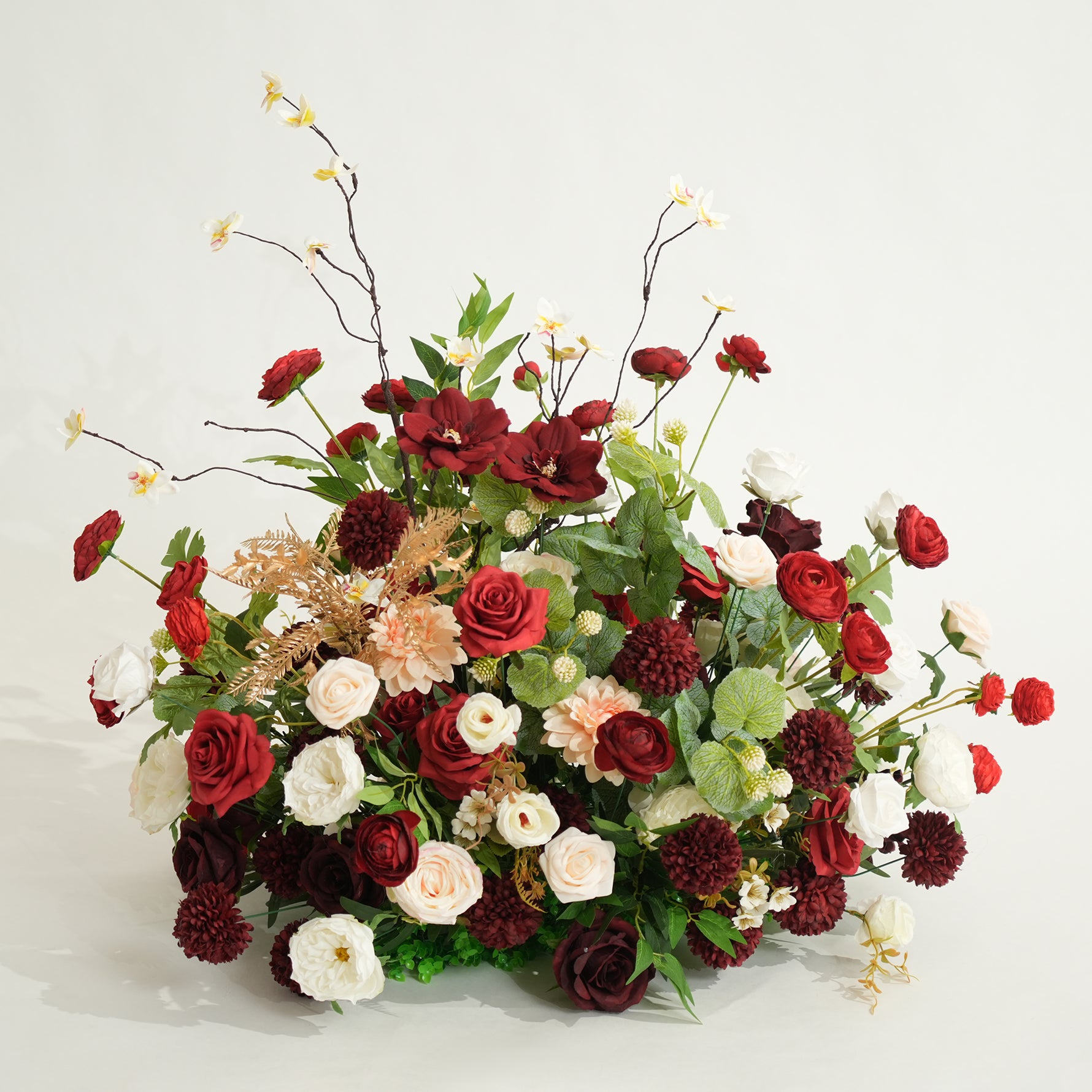 A9060 Artificial White Red Greenery Floor Flower Wedding Aisle