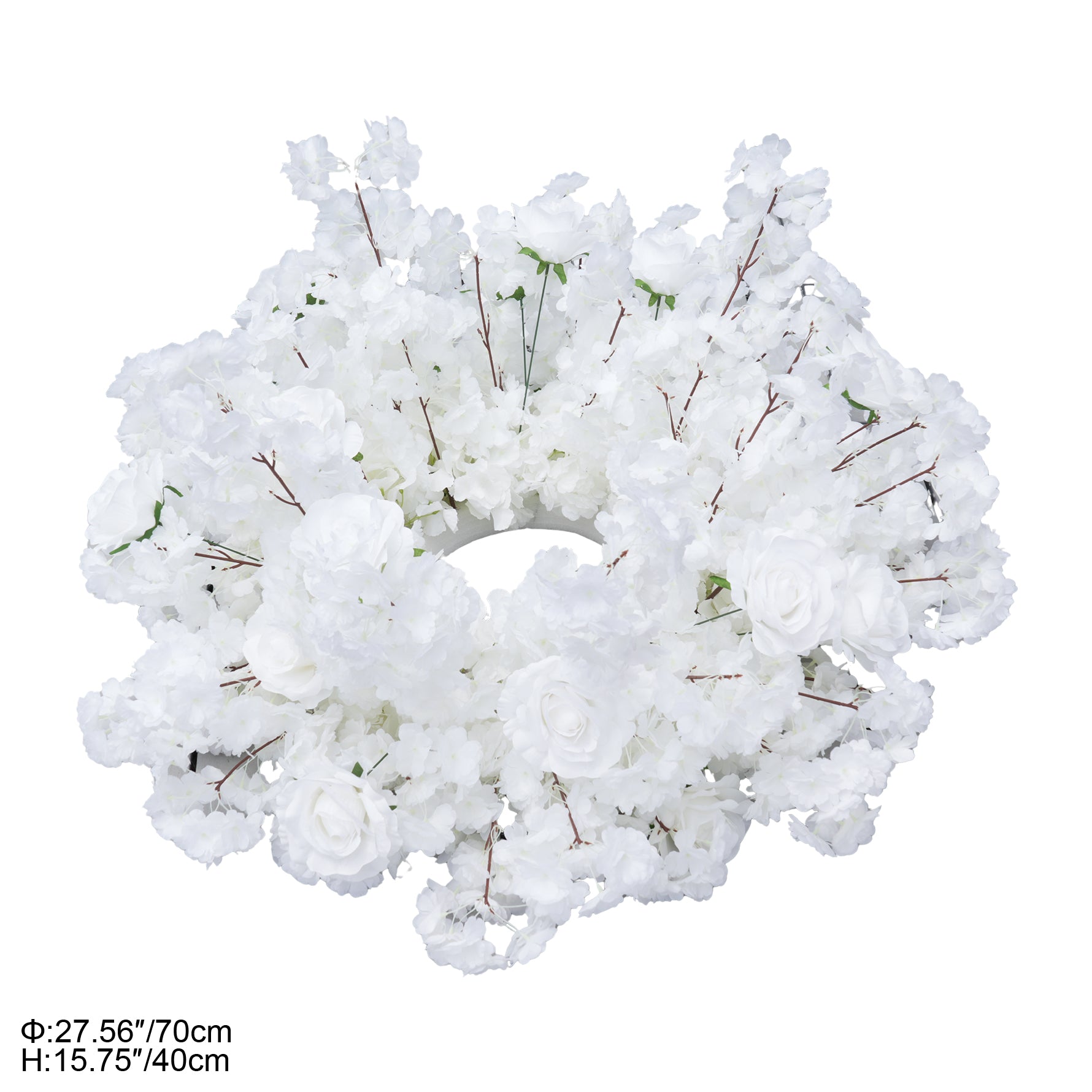 premade white flower backdrop for engagement photos