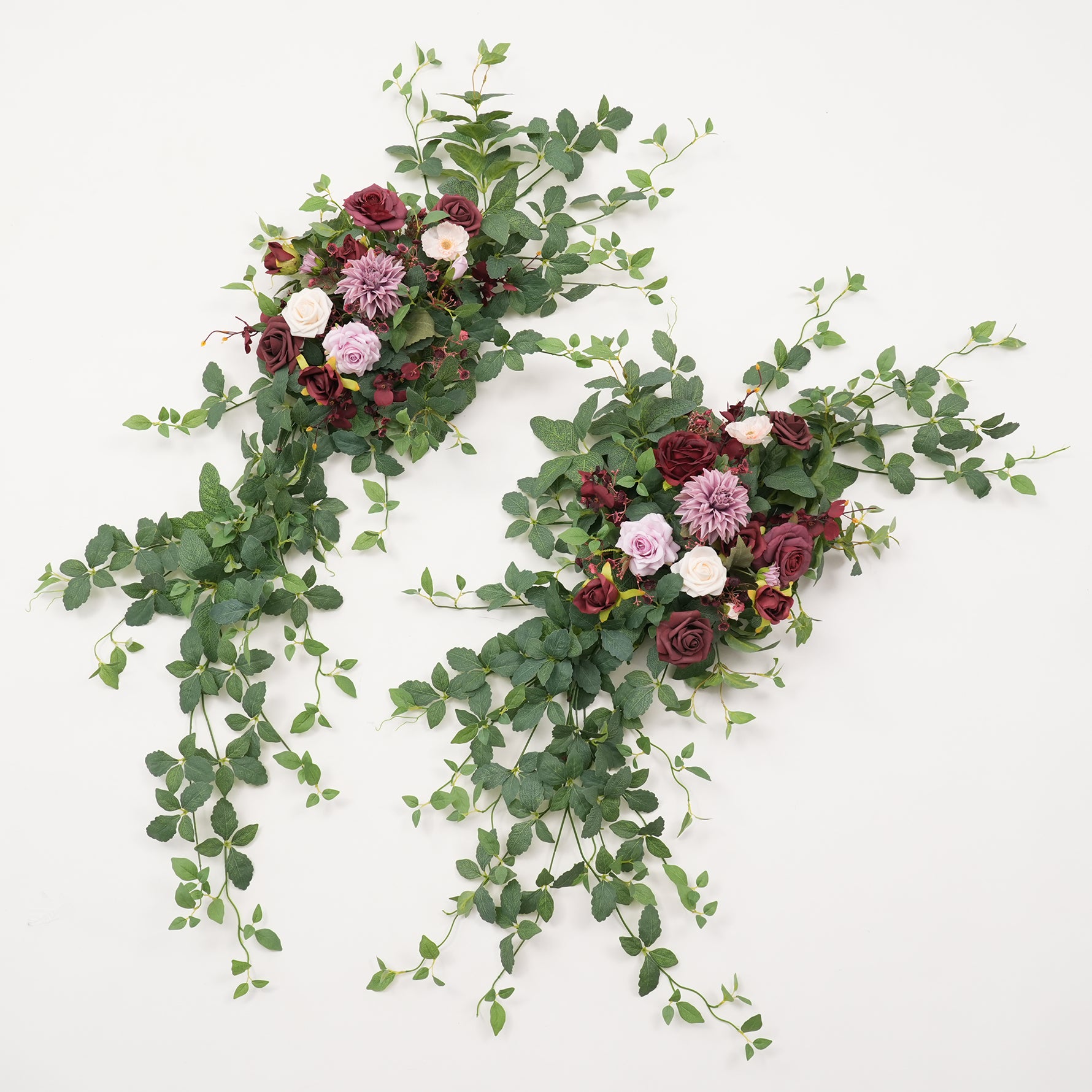 Outdoor wedding arch burgundy artificial flowers