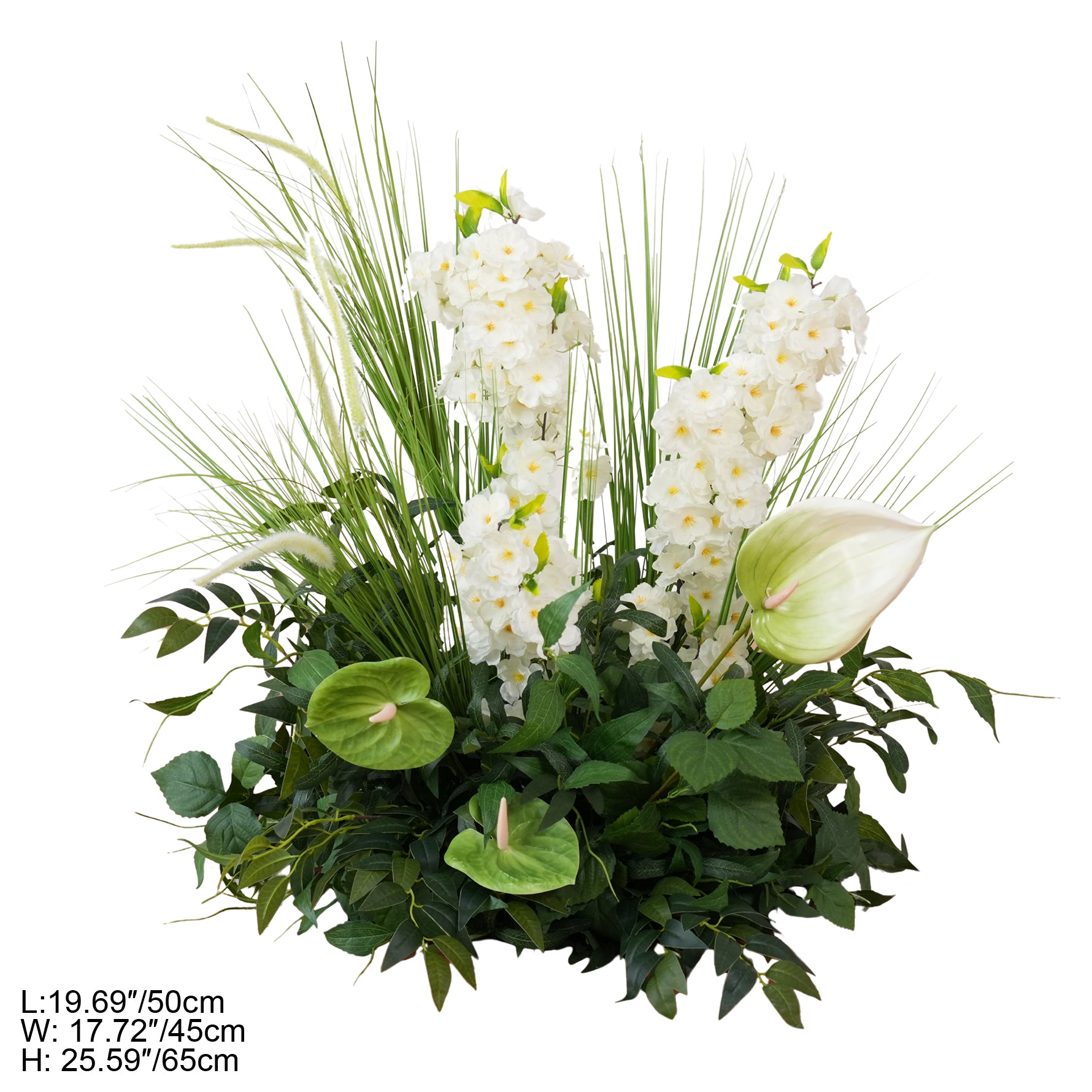 Jungle Style Foliage White Floral Column Prop