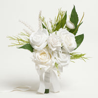 A9001 6pcs/set Artificial White Rose Greenery Bridesmaid Wedding Stage Decor Props
